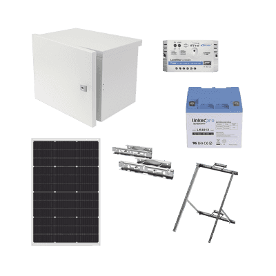 Kit de Alimentación PV para CCTV 12 Vcc Hasta Máximo 14 Watts para Cámara y Enlace