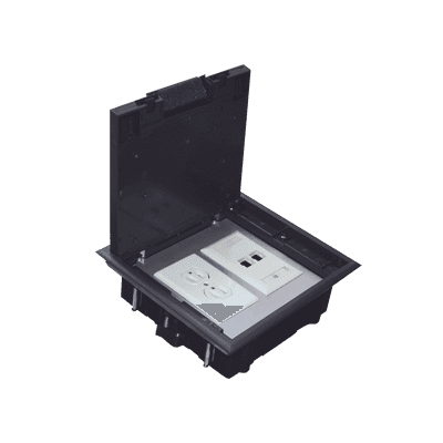 Caja de Piso para Dos Módulos Universales (Socket M2), para Alimentación Eléctrica y Redes de Datos (11000-33401) No Incluye Faceplates