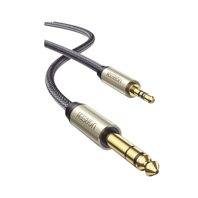 Cable Audio Estéreo 3.5mm (1/8") TRS a 6.35mm (1/4") TS / 1 Metro / Audio de Hi-Fi / Trenza de Nylon / Blindaje Múltiple / Caja de Aleación Zinc / Núcleo de Cobre Puro / Compatibilidad Universal