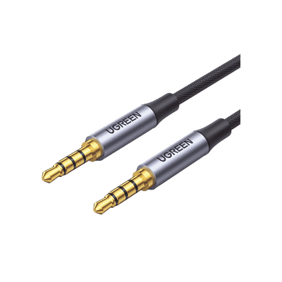 Cable Auxiliar de 3.5mm / Cable Audio Estéreo / Núcleo de Alambre de Cobre Esmaltado / Carcasa de Aluminio Azul + Nylon Trenzado /  Soporta Micrófono / 2 Metros