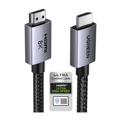 Cable HDMI 2.1 de 8K@60Hz | 3 metros | 48Gbps | HDR10+ | 3D Inversivo| eARC | Dolby ATMOS |   VVR | QMS | QFT | ALLM | 3 modos de Visualización | Certificado HDMI 8K | Niquelado | Nylon Trenzado | Carcasa de Aluminio.