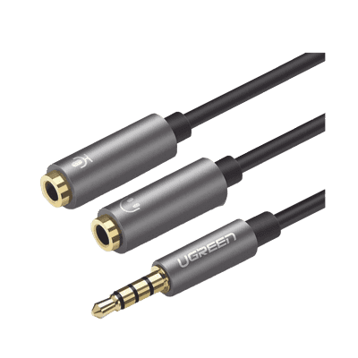 Cable Divisor en Y / De 3.5 mm Macho a Dos Salidas de 3.5 mm Hembra / CTIA, TRS / Núcleo de Cobre / TPE /  Longitud 20 cm / Ideal para Separar el Micrófono de los Auriculares