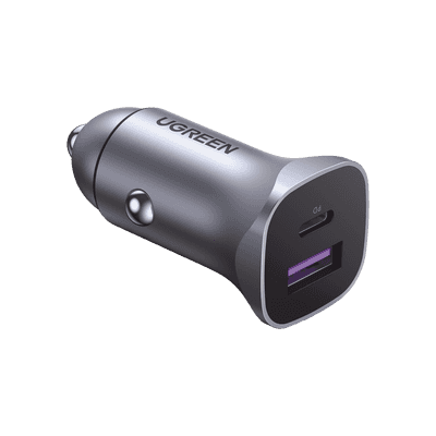 Cargador de Auto 30W | 2 Puertos USB-A y USB-C | Carga Rápida | Compatible con Vehículos de 12 y 24 VCD | PD3.0, QC4.0, SCP, PPS | Indicador Led | Diseño Compacto | Chip Inteligente | Caja de Aluminio