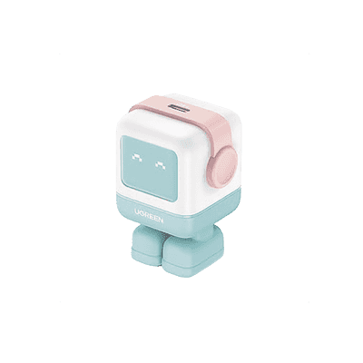 Cargador Mini GaNRobot 30W serie UNO | 1 USB-C de Carga Rápida | Tecnología GaN II | Multiprotocolo PD/QC/SCP/FCA | Carga Inteligente | Pantalla LED | Zapato Magnético Extraíble | Thermal Guard | Color Pink-Blue