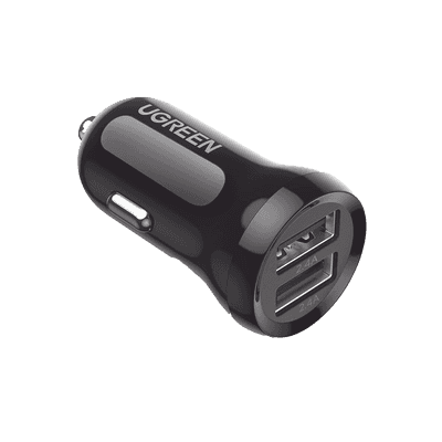 Cargador de Auto Mini de 24W / 2 Puertos USB-A / Compatible con Vehículos de 12 y 24 VCD / Chip Inteligente / Diseño Compacto / Multi protección / ABS-PC Ignifugo.