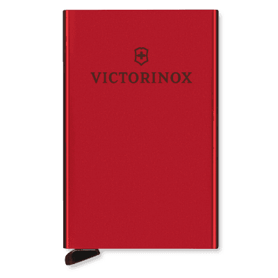 Tarjetero / Almacenamiento Seguro 4-6 Tarjetas / Aluminio Duradero / Protección RFID / Sistema Deslizamiento Patentado / Color Rojo.