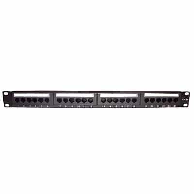 Panel de Parcheo de Impacto (110) UTP de 24 Puertos Cat5e, 19 Pulgadas con Barra para Organizar Cable