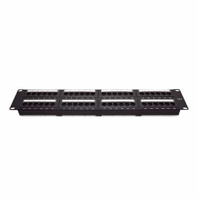 Panel de Parcheo de Impacto (110) UTP de 48 Puertos Cat6, 19 Pulgadas (48.26 cm), 2U, con Barra para Organizar Cable