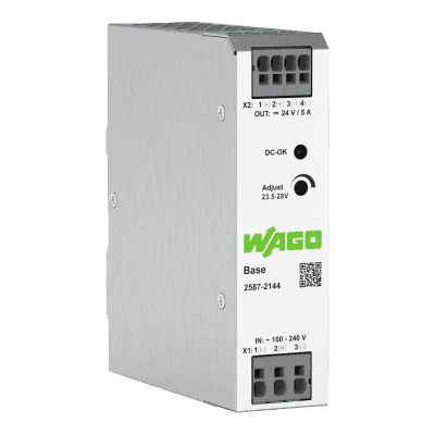 Fuente de Alimentación BASE / 24V DC 5A 120W / Monofásica 100-240V AC / Push-in CAGE CLAMP® / Sincronización Primaria / Conexión Paralelo y Línea / SELV/PELV / IP20